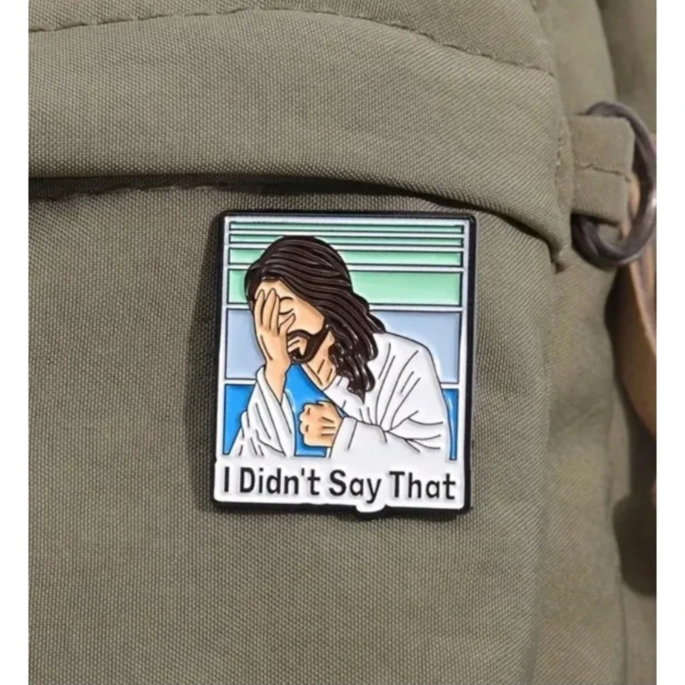 Jesus Facepalm I Didn't Say That Enamel Pin Funny Meme Religious Humor Lapel Pin - Picture 7 of 7
